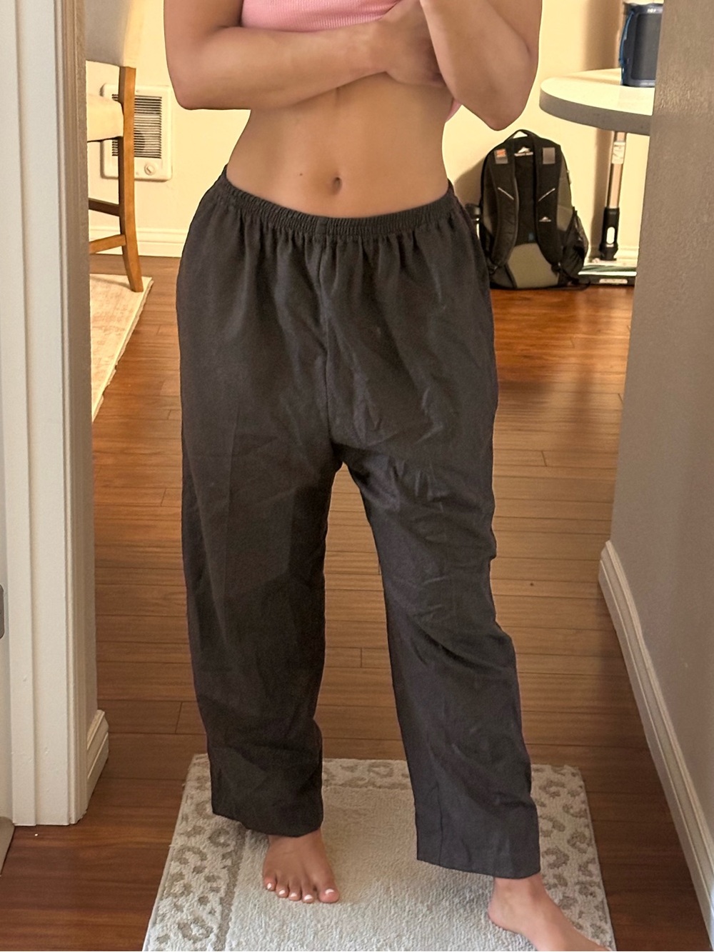 eskandar 100% New Zealand Wool charcoal elastic-waist relaxed pants